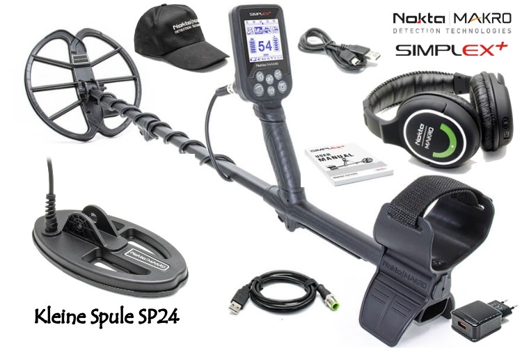 Nokta/Makro Simplex+ mit Funkkopfhörer und zusätzlicher kleiner Spule SP24